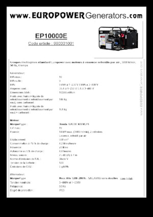 Generatoare de curent pe benzină Europower EP10000E (MA)