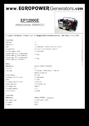 Generatoare de curent pe benzină Europower EP12000E (S)