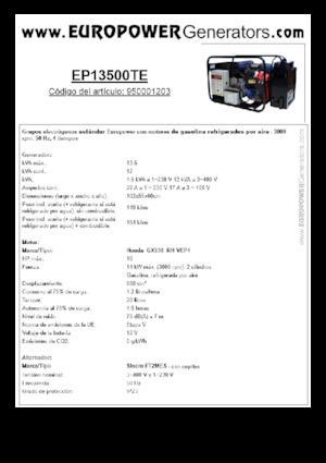 Generatoare de curent pe benzină Europower EP13500TE (S)