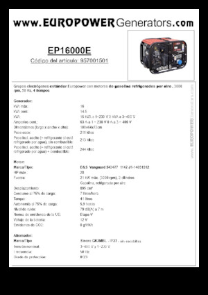 Generatoare de curent pe benzină Europower EP16000E (S)
