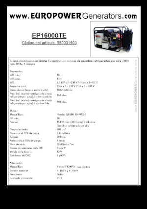 Generatoare de curent pe benzină Europower EP16000TE (S)
