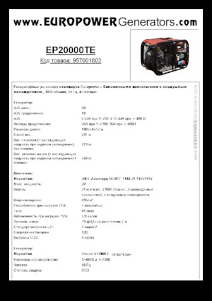 Generatoare de curent pe benzină Europower EP20000TE (S)