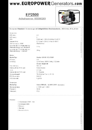 Generatoare de curent pe benzină Europower EP2500 (S)