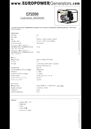 Generatoare de curent pe benzină Europower EP2500 (S)