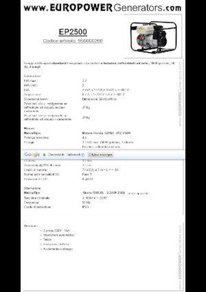 Generatoare de curent pe benzină Europower EP2500 (S)