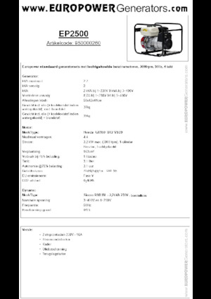 Generatoare de curent pe benzină Europower EP2500 (S)