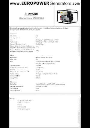Generatoare de curent pe benzină Europower EP2500 (S)