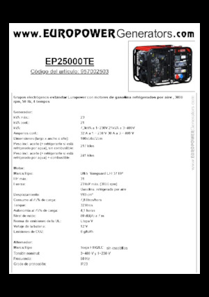 Generatoare de curent pe benzină Europower EP25000TE (S)
