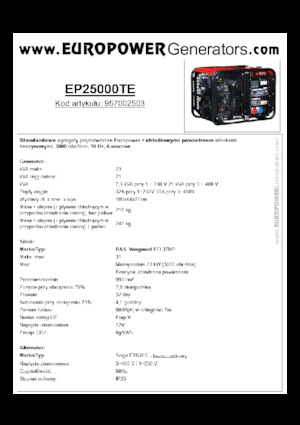 Generatoare de curent pe benzină Europower EP25000TE (S)
