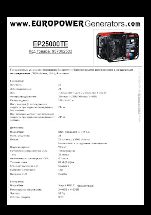 Generatoare de curent pe benzină Europower EP25000TE (S)