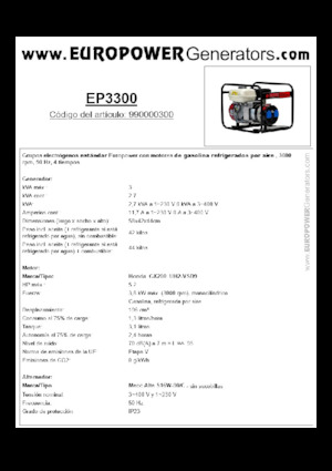 Generatoare de curent pe benzină Europower EP3300 (MA)
