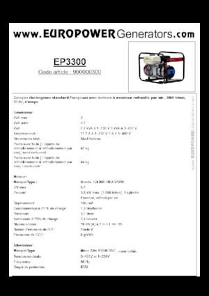 Generatoare de curent pe benzină Europower EP3300 (MA)