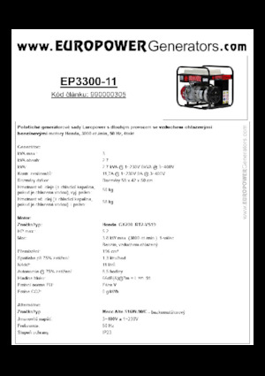Generatoare de curent pe benzină Europower EP3300-11 (MA)