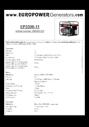 Generatoare de curent pe benzină Europower EP3300-11 (MA)