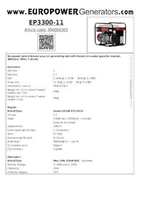 Generatoare de curent pe benzină Europower EP3300-11 (MA)