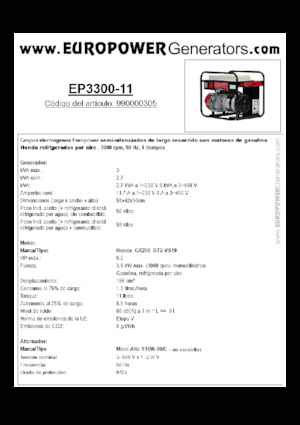 Generatoare de curent pe benzină Europower EP3300-11 (MA)