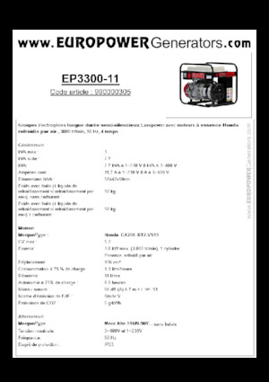Generatoare de curent pe benzină Europower EP3300-11 (MA)