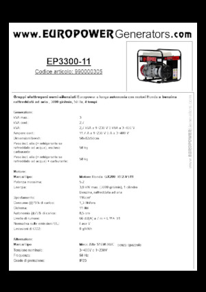 Generatoare de curent pe benzină Europower EP3300-11 (MA)