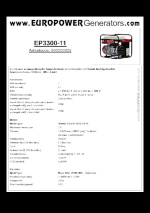 Generatoare de curent pe benzină Europower EP3300-11 (MA)