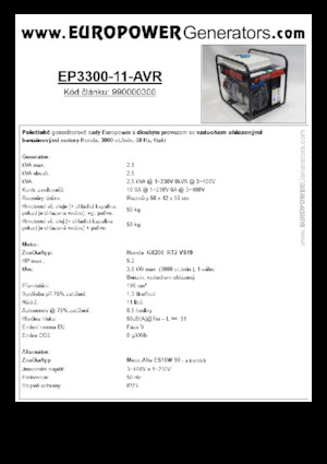 Generatoare de curent pe benzină Europower EP3300-11-AVR (MA)