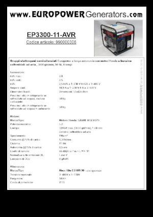 Generatoare de curent pe benzină Europower EP3300-11-AVR (MA)