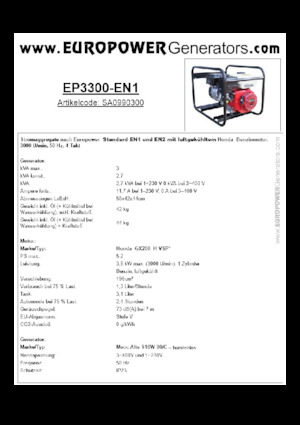Generatoare de curent pe benzină Europower EP3300-EN1 (MA)