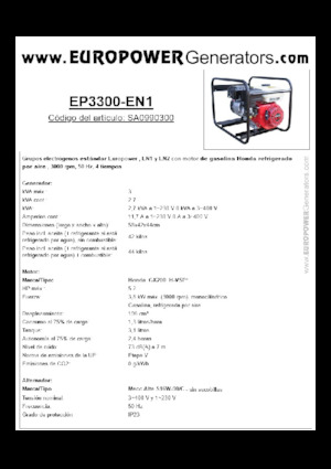 Generatoare de curent pe benzină Europower EP3300-EN1 (MA)