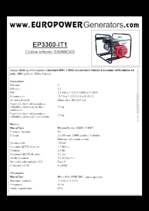Generatoare de curent pe benzină Europower EP3300-EN1 (MA)