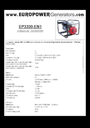 Generatoare de curent pe benzină Europower EP3300-EN1 (MA)