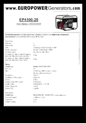 Generatoare de curent pe benzină Europower EP4100-25 (S)