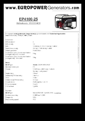 Generatoare de curent pe benzină Europower EP4100-25 (S)