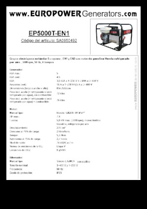Generatoare de curent pe benzină Europower EP5000T-EN1 (S)
