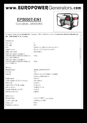 Generatoare de curent pe benzină Europower EP5000T-EN1 (S)