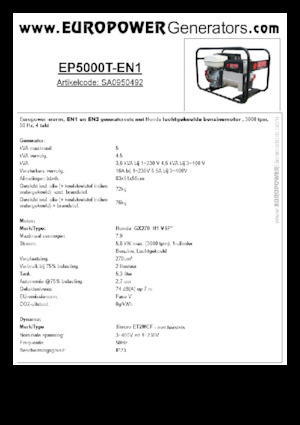 Generatoare de curent pe benzină Europower EP5000T-EN1 (S)