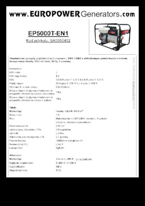 Generatoare de curent pe benzină Europower EP5000T-EN1 (S)
