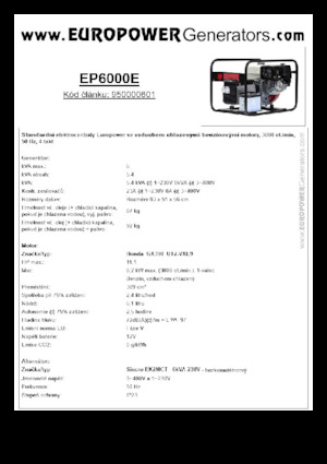Generatoare de curent pe benzină Europower EP6000E (S)