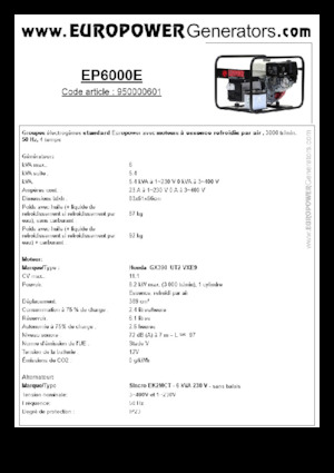 Generatoare de curent pe benzină Europower EP6000E (S)