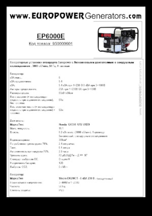 Generatoare de curent pe benzină Europower EP6000E (S)