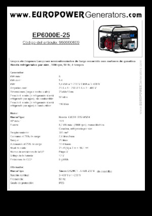 Generatoare de curent pe benzină Europower EP6000E-25 (S)