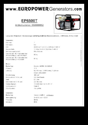 Generatoare de curent pe benzină Europower EP6500T (S)