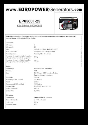 Generatoare de curent pe benzină Europower EP6500T-25 (S)