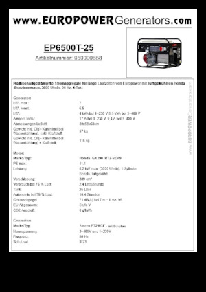 Generatoare de curent pe benzină Europower EP6500T-25 (S)