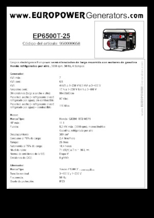 Generatoare de curent pe benzină Europower EP6500T-25 (S)