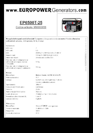 Generatoare de curent pe benzină Europower EP6500T-25 (S)