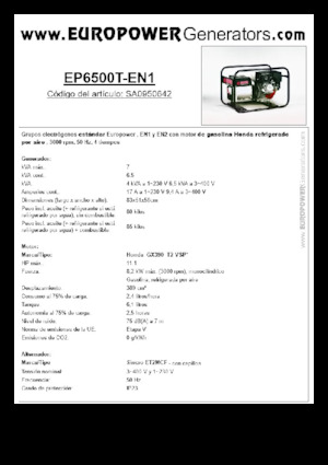 Generatoare de curent pe benzină Europower EP6500T-EN1 (S)