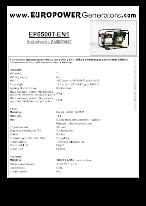 Generatoare de curent pe benzină Europower EP6500T-EN1 (S)