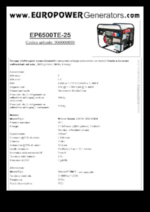 Generatoare de curent pe benzină Europower EP6500TE-25 (S)