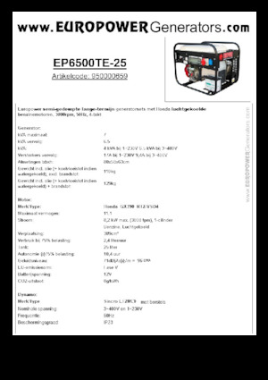 Generatoare de curent pe benzină Europower EP6500TE-25 (S)