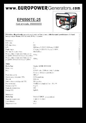 Generatoare de curent pe benzină Europower EP6500TE-25 (S)