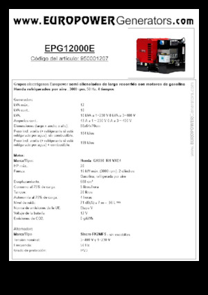Generatoare de curent pe benzină Europower EPG12000E (S)
